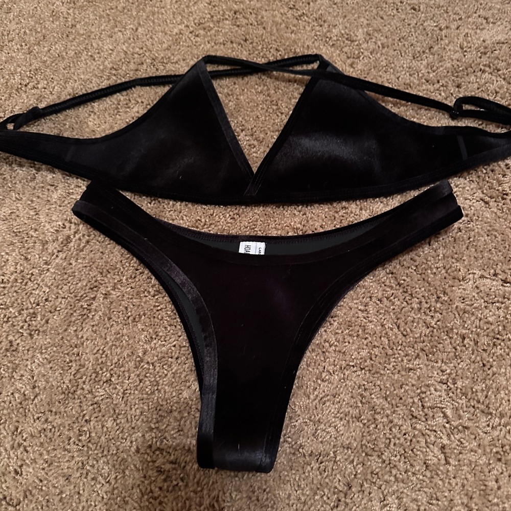 Black Velvet Bikini Set hoka swimwear